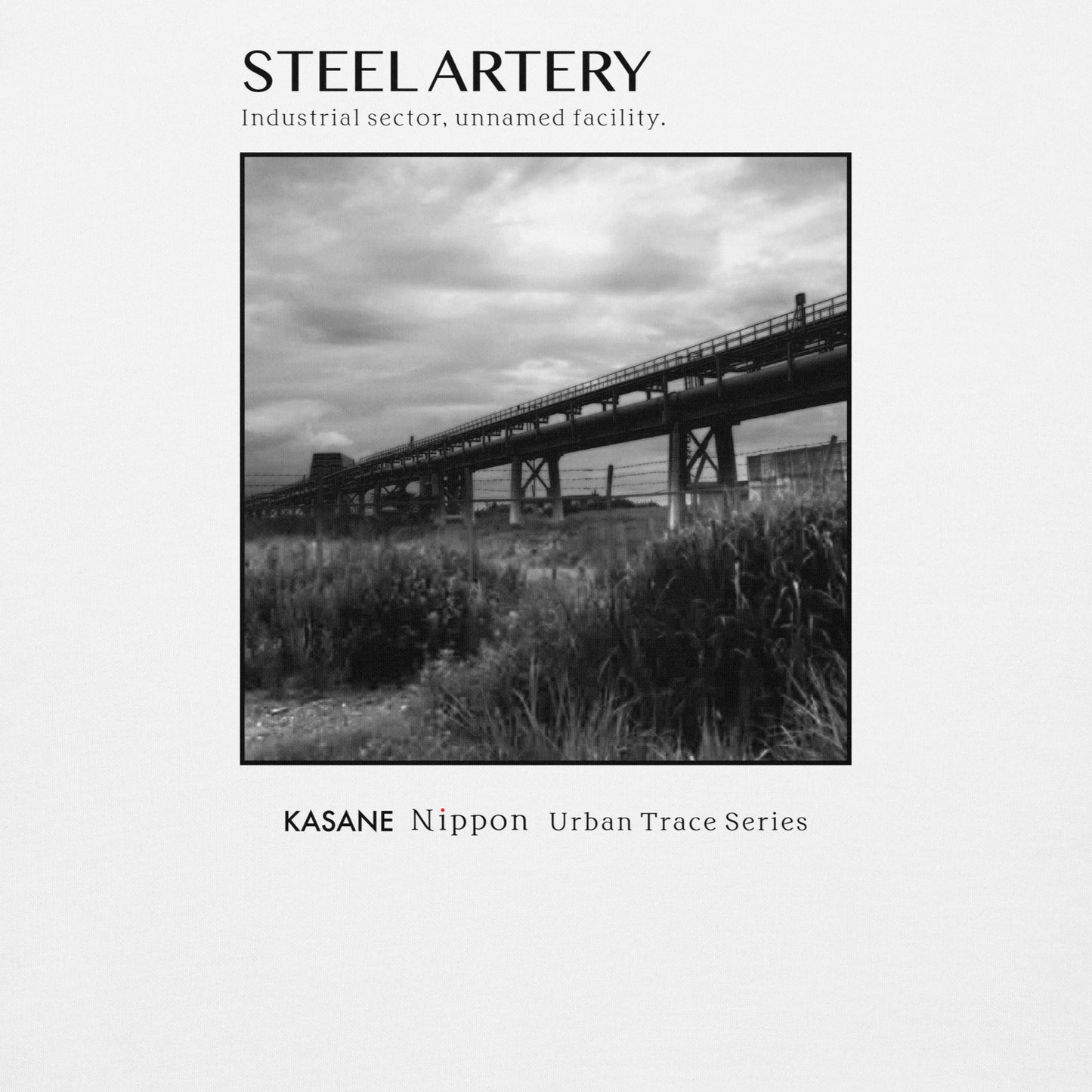 Industrial pipeline labyrinth photography, monochrome steel artery abstract art, minimalist Japanese urban aesthetic.