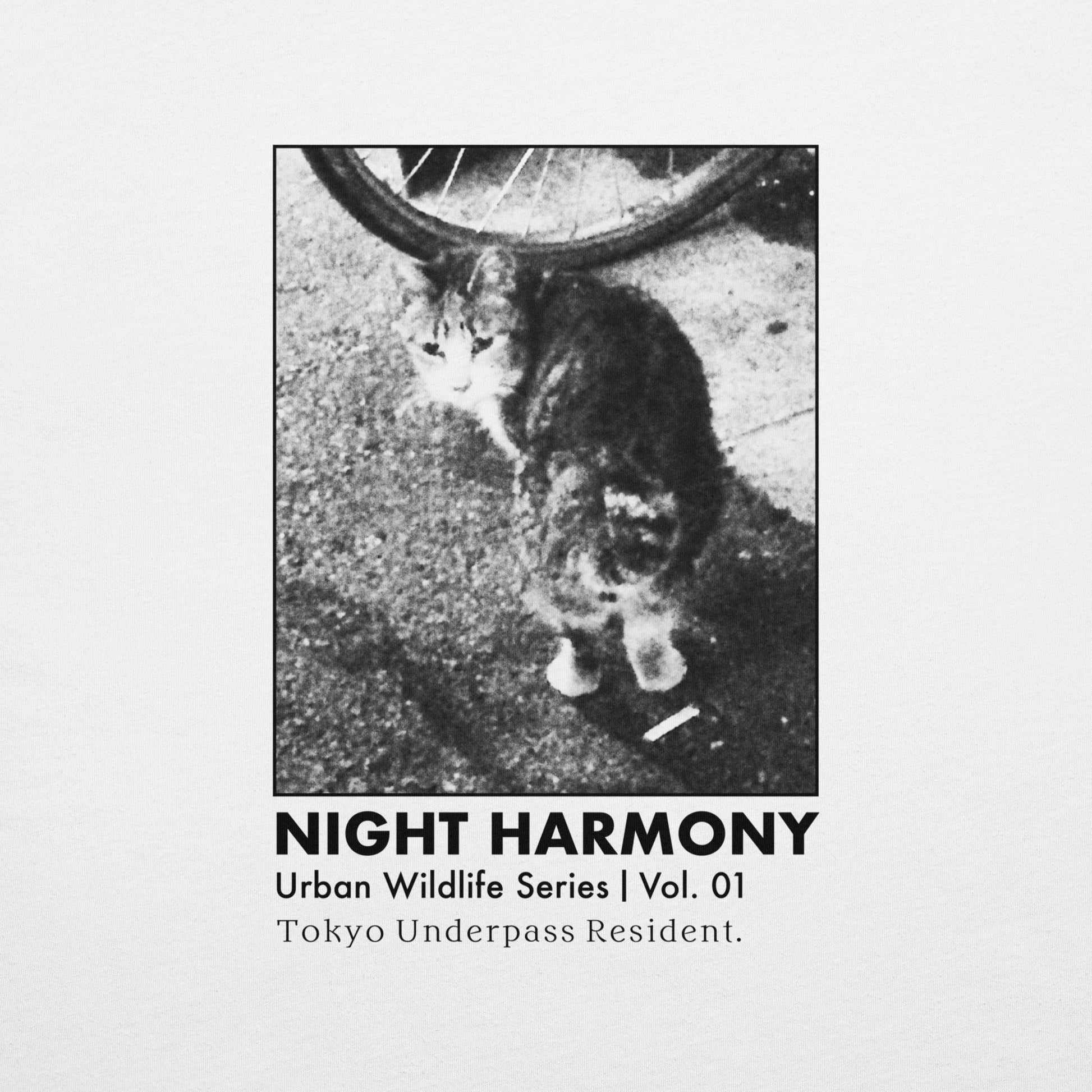 Monochrome street feline photography, urban wildlife aesthetic art, minimalist Japanese graphic design.